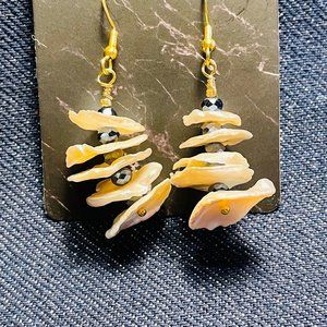 Freshwater Keshi Cornflake Pearls 12-15mm Handmade Artisan Dangle 1 7/8” Earring